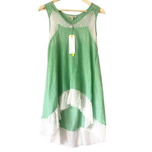 NWT YOUNG THREADS New York City Green Chambray Top S